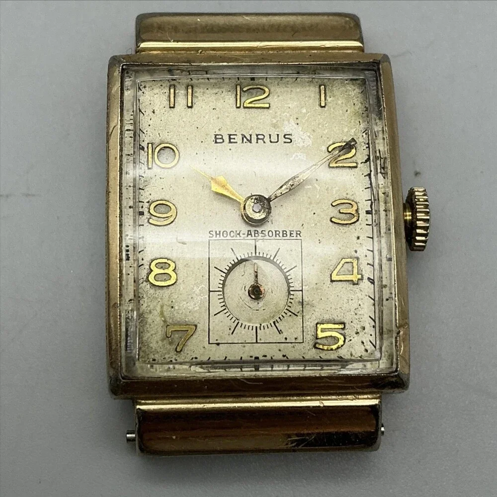 Vintage Benrus Men Watch 21mm Silver Gold Tone Manual Wind For Parts Not Running